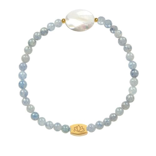 Mas Jewelz Blue Quartz bracelet with Mother of Pearl oval Gold