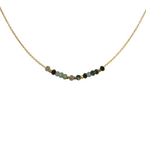 Mas Jewelz necklace 3/4 facet Moss Agate Gold