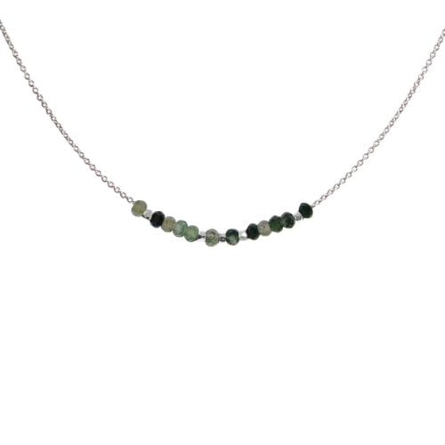 Mas Jewelz necklace 3/4 facet Moss Agate Silver