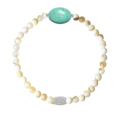 Mas Jewelz Mother of Pearl bracelet with Turquoise oval Silver