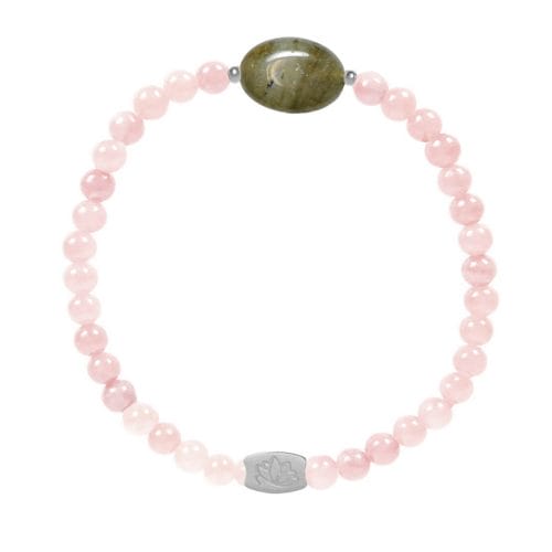 Mas Jewelz Rose Quartz bracelet with Labradorite oval Silver